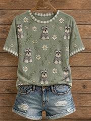 Frauen Blumen Schnauzer T-Shirt