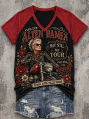 Damen-Kurzarm-T-Shirt Raglan mit V-Ausschnitt