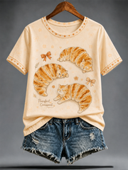 Kurzarm-T-Shirt mit Niedlichen Katzen druck für Damen
