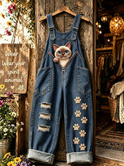Damen-Tier-Katzen-Reiß verschluss-Kunst bedruckte Riemen hose