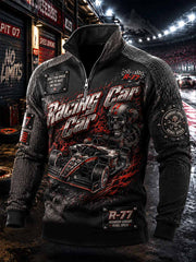 Herren-Sweatshirt mit Retro-Renn muster