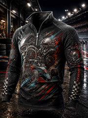 Herren-Sweatshirt mit Retro-Rennmotiv-Print