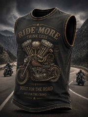 Herren-Vintage-Motorradmuster-Druck-Trägerhemd