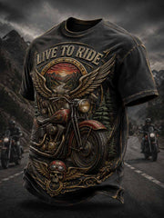 Herren Vintage Motorrad Grafik T-Shirt