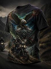Herren Vintage Motorrad Muster gedruckt T-Shirt