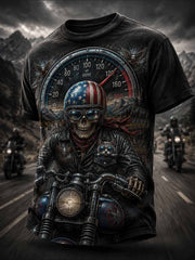 Herren Vintage Motorrad Muster gedruckt T-Shirt