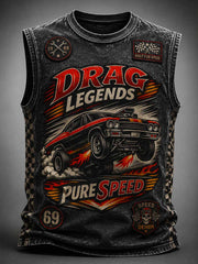 Herren Retro Racing Muster Druck Tank Top