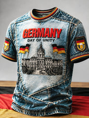 Herren-Tag der deutschen Wiedervereinigung Patchwork-Print-lässiges T-Shirt