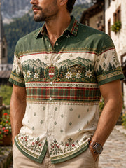 Herren-Landhausstil-Hemd mit Kunstdruck, lässig