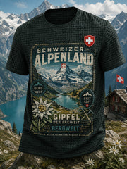 Herren-Kurzarm-T-Shirt mit verschneidter Berg grafik