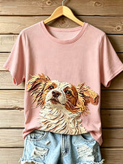 Frauen STOP TIER MISSBRAUCH Wangwang V-Ausschnitt schulter freies kurz ärmel iges T-Shirt