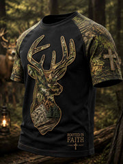 Herren Vintage traditionelles Rentier muster bedrucktes T-Shirt