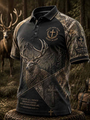 Herren-Poloshirt im Vintage-Stil mit traditionellem Rentiermuster