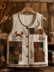 Frauen Herbst Retro Blumen Ethnische Weste