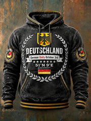 Herren-Kapuzenpullover mit deutschem Nationaltag-Print, lässig, schwarz