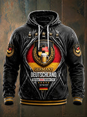 Herren-Sweatshirt mit Kapuze, schwarz, 3D-Druck, zum deutschen Nationalfeiertag, lässig