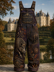 Herrenhosen mit Trägern und französischem Jagdmuster