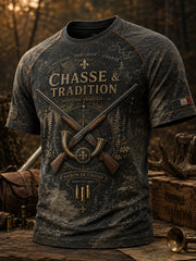 Herren-T-Shirt mit Kurzärmeln zur französischen Jagdsaison