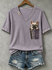 Frauen schöne französische Bulldogge Filz Kunst T-Shirt
