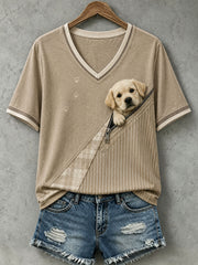 Frauen schöne Golden Retriever Filz Kunst T-Shirt