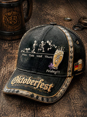 Retro Schwarz Deutsch Oktoberfest Patchwork Print Freizeit hut