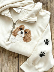 Damen Peeking King Charles Hund & Pfote Drucke mit Reiß verschluss Sweatshirt