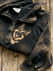 Damen Peeking Deutscher Schäferhund Hund & Pfote Drucke mit Reiß verschluss Sweatshirt
