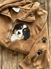 Damen Peeking Berner Sennenhund & Pfote Print Sweatshirt mit Reiß verschluss
