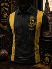 Herren-Poloshirt mit kurzen Ärmeln und aufwendigem Vereinsgrafik-Druck