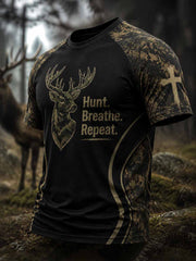 Herren-T-Shirt im Vintage-Stil mit traditionellem Rentiermuster