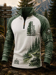 Herren-Retro-Sweatshirt mit Glaubensmotiv und Outdoor-Wandermotiv