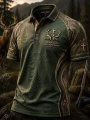 Herren-Poloshirt im Vintage-Stil mit traditionellem Rentiermuster