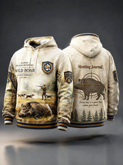 Herren-Sweatshirt mit französischer Wildschwein jagd mit lässiger Kapuze