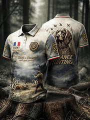 Französisches Jagdhunde-Print-lässiges Polos hirt für Männer