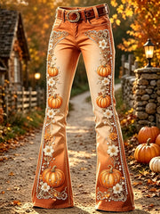Halloween-Kürbis-Blumen-Kunstdruck Schlaghose