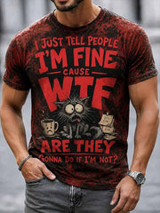 Herren-Punk-Stil-Slogan-Grafik-Print-T-Shirt