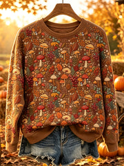 Damen Vintage Pilz Print Print Gemütliches Sweatshirt