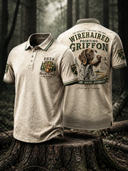 Herren Vintage französisches Jagdhunde-Print-lässiges Polos hirt