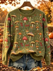 Kuscheliger Damen-Sweatshirt im Vintage-Stil mit Pilz-Print