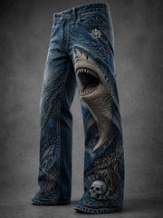 Männer Street Style Shark Art Print Hosen