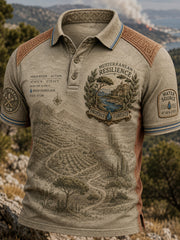 Herren-Poloshirt mit Kunstdruck zu europäischen Waldbränden