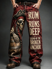 Herren-Rot-Punk-Piraten-Retro-Print-Freizeit hosen