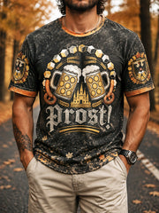 Herren Schwarzes Oktoberfest-Print Casual Herbst T-Shirt