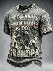 Graues lässiges Herren-T-Shirt mit Outdoor-Jagd-Slogan