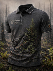 Herren-Poloshirt mit Kunstdruck zu europäischen Waldbränden