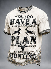 Herren Retro Outdoor Jagd Slogan Print Freizeit T-Shirt