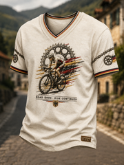 Herren-T-Shirt mit V-Ausschnitt im Stil der deutschen Radfahrerkultur