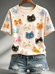 Frauen bunte Katzen drucken T-Shirts