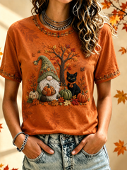 Herbst bäume für Damen Herbst blätter bedrucktes kurz ärmel iges T-Shirt