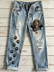 Ausgeblasene Damen-Tier-Hund-Kunstdruck-Hosen